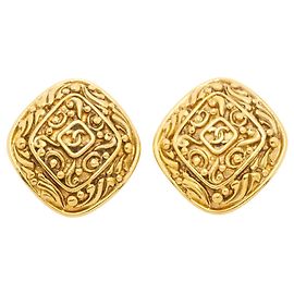 Brincos de pressão banhados a ouro Chanel