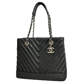 Borsa Tote Chanel in pelle verniciata nera