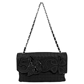 Borsa a tracolla Chanel Chocolate Bar in pelle di agnello nera