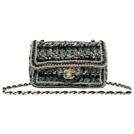 Borsa a tracolla in tweed e pelle Chanel Coco Mark con catena