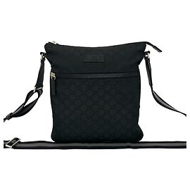 Borsa a tracolla in pelle e tela con motivo GG Logo Gucci
