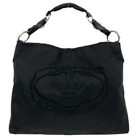 Prada Boston-Tasche aus schwarzem Nylon und Leder