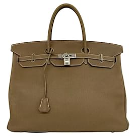 Hermès Borsa a mano Hermes Birkin 40 in pelle Togo Greige Etoupe
