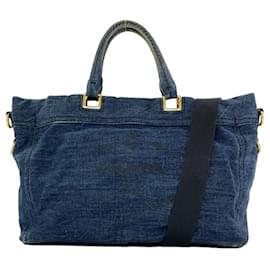 Borsa Tote 2-Way in denim Prada