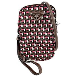 Bolso de hombro Prada de nailon caqui y rosa