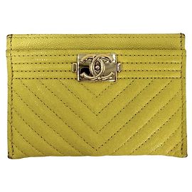 Chanel Yellow Grained Calfskin Business Card Case