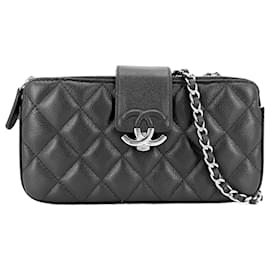 Portafoglio con catena Chanel Matelassé Nero