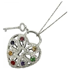 Collana Tiffany & Co. in oro bianco 18K con motivo lucchetto filigranato