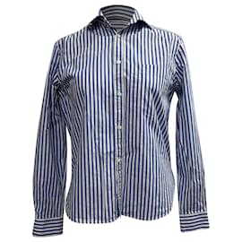 Autre Marque Camicia a righe con bottoni WNU in cotone blu e bianco
