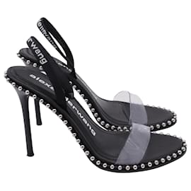 Sandales à talons Nova Studded Slingback Alexander Wang en cuir noir