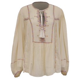 Isabel Marant Etoile Silekia bestickte Bluse aus cremefarbener Baumwolle