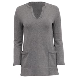 Tory Burch Sayre Pullover mit Taschen aus grauem Kaschmir