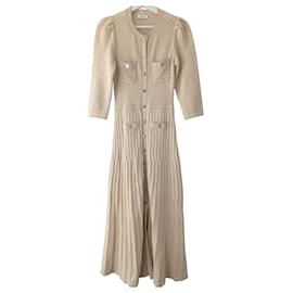 Sandro Vestido Largo de Punto Beige