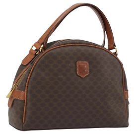 Céline CELINE Macadam Hand Bag PVC Leather Brown Gold