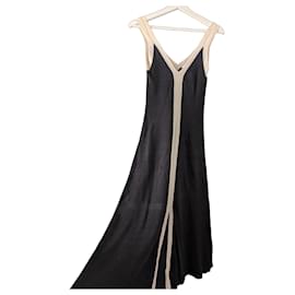 Sandro Vestido Largo Piana Two Tone de Punto - Negro y Beige