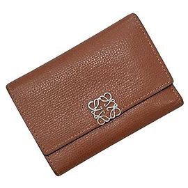 Loewe Tri-fold Geldbörse aus braunem Leder