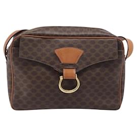 Céline Celine Vintage Macadam Circle Logo Canvas and Leather