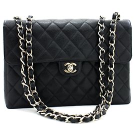 Chanel Vintage Classic Single Flap Quilted Caviar Jumbo 30 x 20 x 10