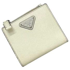 Prada Bi-fold Wallet in White Saffiano Leather