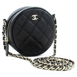 Clutch rotonda a scomparti Chanel con catena in pelle caviar matelassé