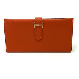 Hermès Hermes Bearn Classic Chevre Orange langes Portemonnaie