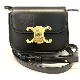 Céline Borsa a tracolla Mini Claude Triomphe in pelle nera Celine