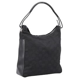 Borsa a tracolla GUCCI GG Canvas Nylon Nero Argento 001 3770 Auth 197874A