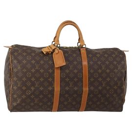 LOUIS VUITTON Monogram Keepall 55 Boston Bag M41424 LV Auth 195976A