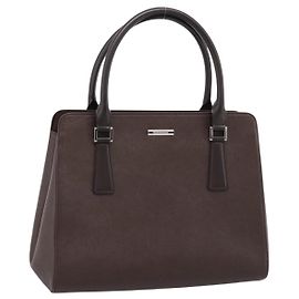 Bolsa de mão BURBERRY em couro marrom prata Auth BA15380A