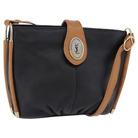 SAINT LAURENT Schultertasche aus Leder Schwarz Gold Auth 199576A