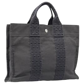Hermès HERMES Her Line Tote PM Bolsa Tote Canvas Gray Silver Auth 199054A