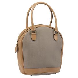 Borsa a Mano Christian Dior Trotter PVC Pelle Beige Tono Oro Auth ep15735A