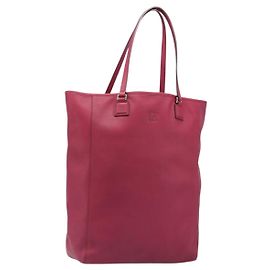 LOEWE Tote Bag aus Leder Weinrot Silber Auth 199664V