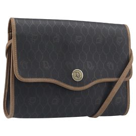 Borsa a tracolla Christian Dior in tela Honeycomb PVC Nero Oro Auth 199648