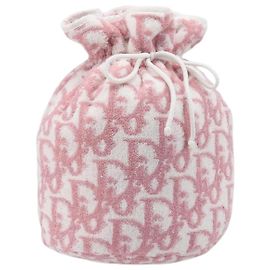 Pouch Christian Dior Trotter Pile Pink White Auth 200208