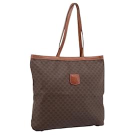 Céline Saco Tote CELINE Macadam Canvas PVC Couro Brown Gold Auth 197781