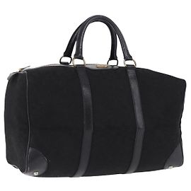 Céline CELINE C Saluki Horse Carriage Boston Bag Black Gold Tone Auth 195446