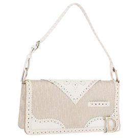 Christian Dior Trotter Canvas Hand Bag Gold Auth 197782SAM