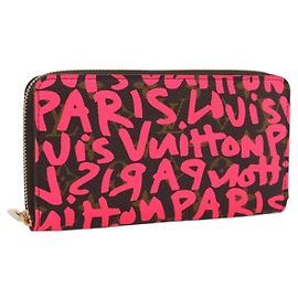 LOUIS VUITTON Monogram Graffiti Zippy Wallet Pink M93710 LV Auth 199073V