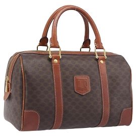 Céline Borsa a mano CELINE Macadam PVC Pelle Marrone Tono Oro Auth ep15813