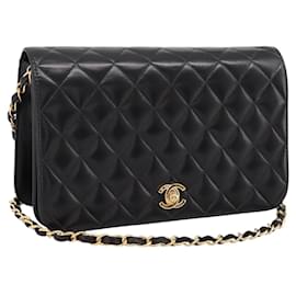Borsa a catena CHANEL Matelasse Turn Lock in pelle d'agnello nera e oro CC Auth yk20823SAM