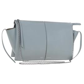 Céline Borsa a tracolla CELINE Chain Trillodo in pelle azzurro argento Auth 199685V