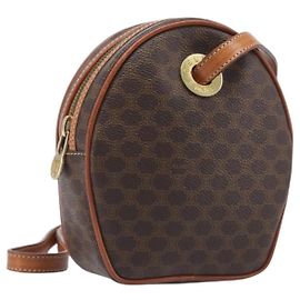 Céline Borsa a tracolla CELINE Macadam PVC Pelle Marrone Tono Oro Auth 198926