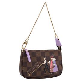 LOUIS VUITTON Damier Ebene Mini Pochette Accessoires Pouch N63003 Auth BA15324M