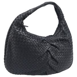 Borsa Hobo BOTTEGA VENETA INTRECCIATO in pelle nera 115653 Auth yk20840SAV