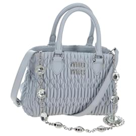 Borsa Miu Miu in pelle Nappa Crystal 2way Azzurro Argento Auth 196642M