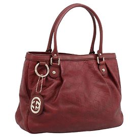 Borsa Tote GUCCI GG Canvas Guccissima Pelle Rossa Oro 296835 Auth 200888V
