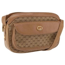 Borsa a tracolla GUCCI in tela Micro GG Beige e oro Auth ep15764