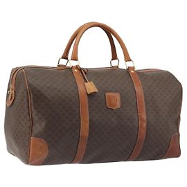 Céline Borsa Boston CELINE Macadam PVC Pelle Marrone Tono Oro Auth 196132