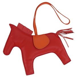 Hermès HERMES Rodeo Charm Leather Red Orange Auth 199067M